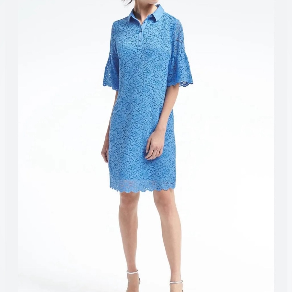 NWT Banana Republic Women Blue Lace Dress Size Medium